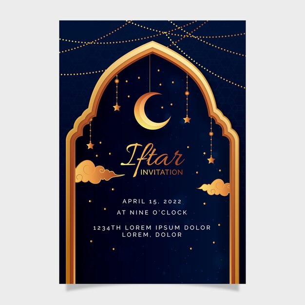 Realistic iftar invitation template