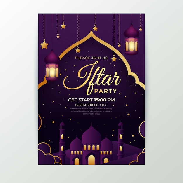 Free vector realistic iftar invitation template