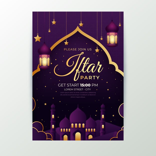 Realistic iftar invitation template