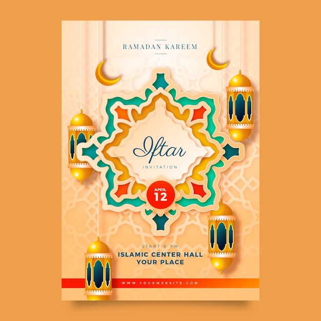 Free vector realistic iftar invitation template