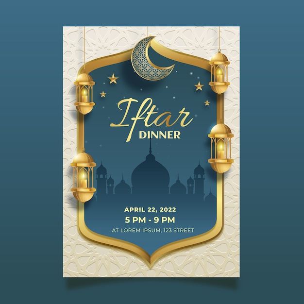 Free vector realistic iftar invitation