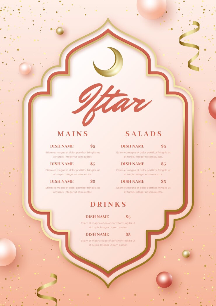 Free Vector realistic iftar menu template