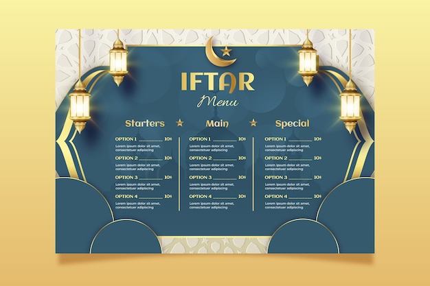 Realistic iftar menu