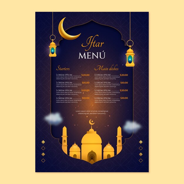 Realistic iftar party menu template
