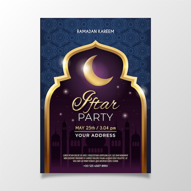 Realistic iftar vertical poster template