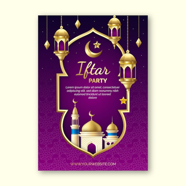 Vettore gratuito modello di poster verticale iftar realistico