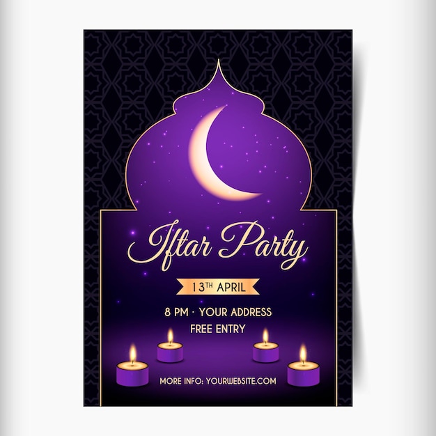 Realistic iftar vertical poster template