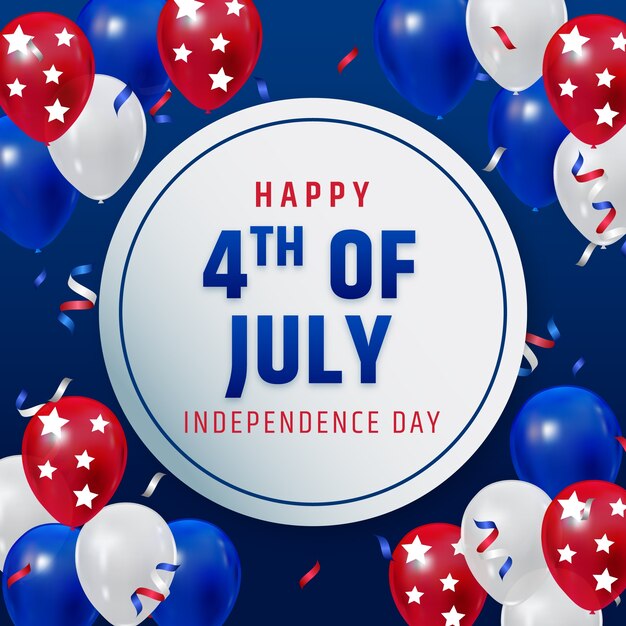 アメリカの独立記念日のリアルなイラスト