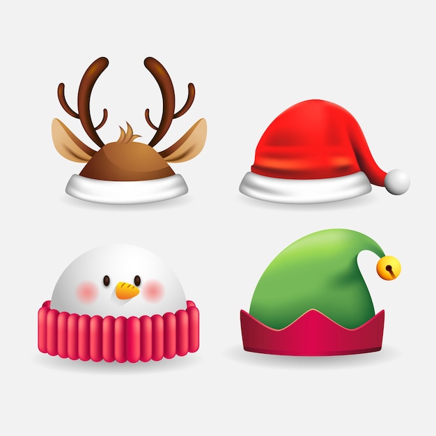 Free vector realistic illustration christmas character hats