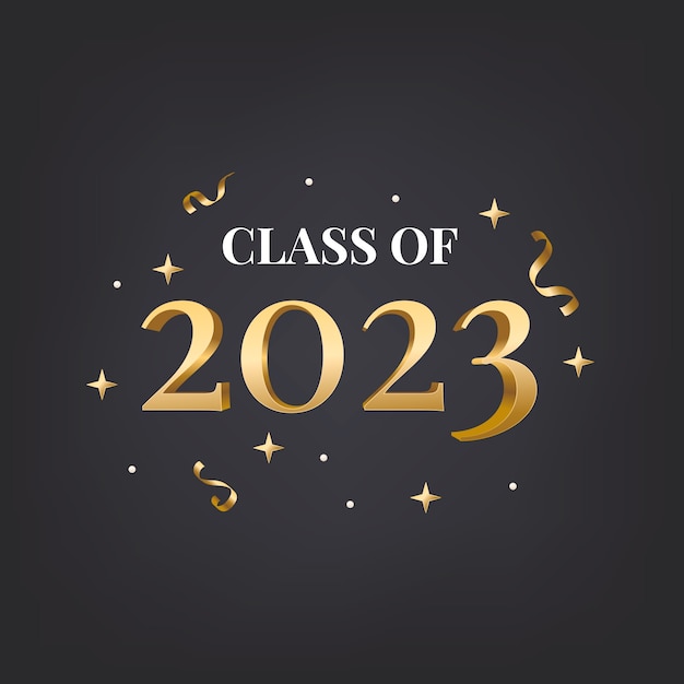 Vettore gratuito illustrazione realistica per la classe di laurea 2023