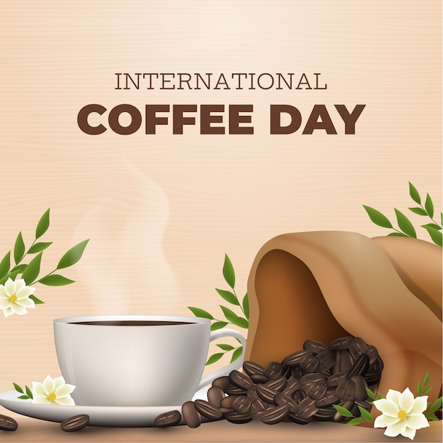 Free vector realistic illustration for international coffee day celebration