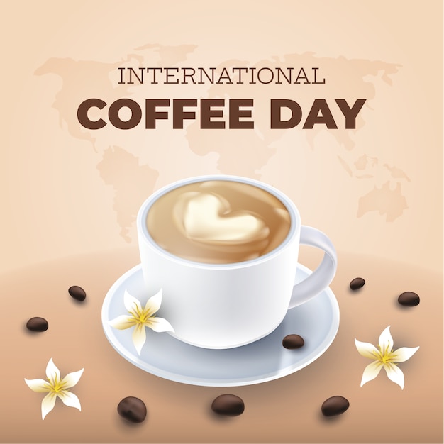 Realistic illustration for international coffee day celebration