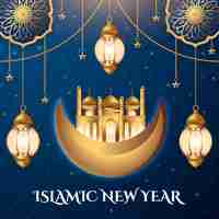 Free vector realistic illustration for islamic new year celebration