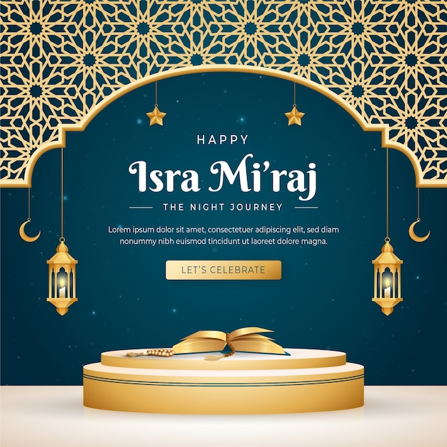 Vettore gratuito illustrazione realistica per isra miraj