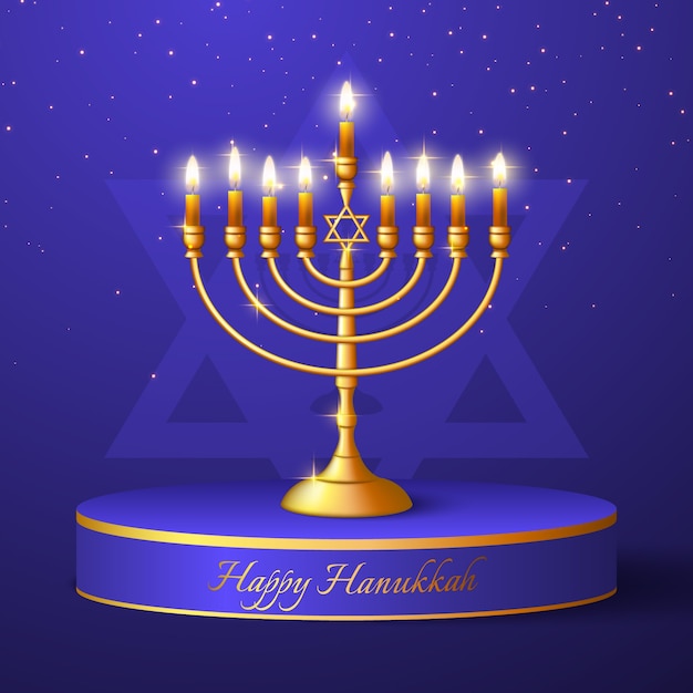 Vettore gratuito illustrazione realistica della celebrazione ebraica di hanukkah