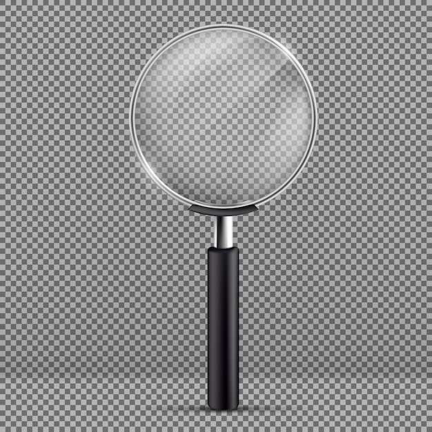 Free vector realistic illustration of magnifier with black plastic handle