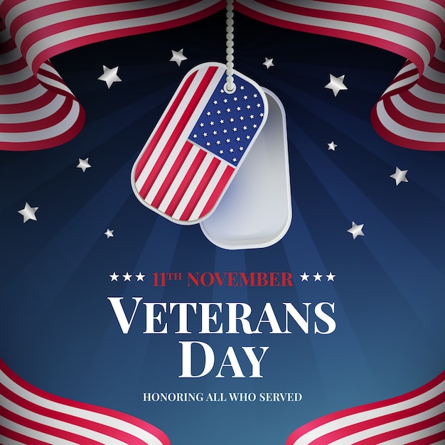 Realistic USA Veterans Day Holiday Illustration – Free Vector Download