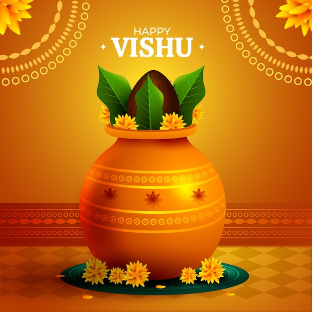 Free vector realistic illustration for vishu festival celebration