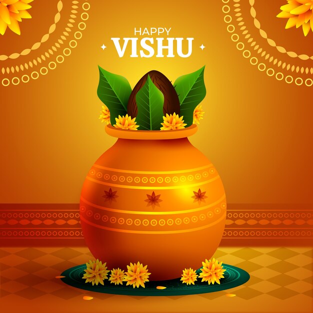 Realistic illustration for vishu festival celebration