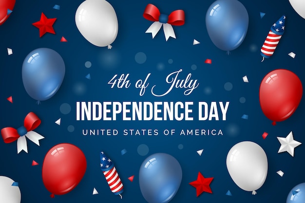Realistic independence day balloons background