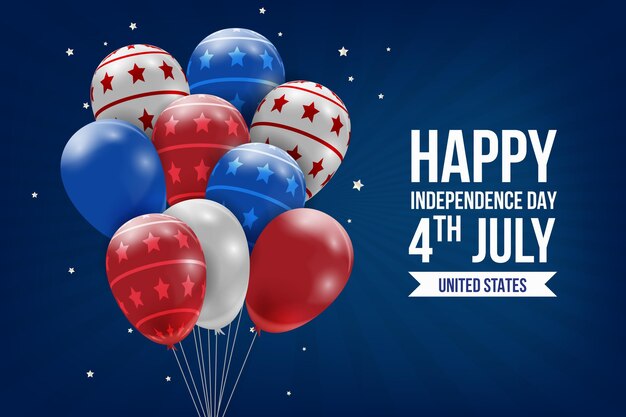 Realistic independence day balloons background