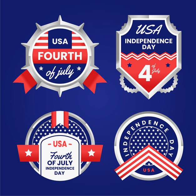 Free vector realistic independence day label pack