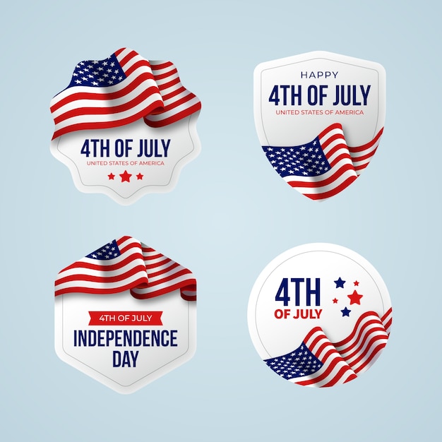 Realistic independence day labels template