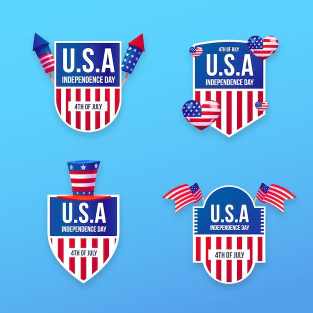 Realistic independence day logo set