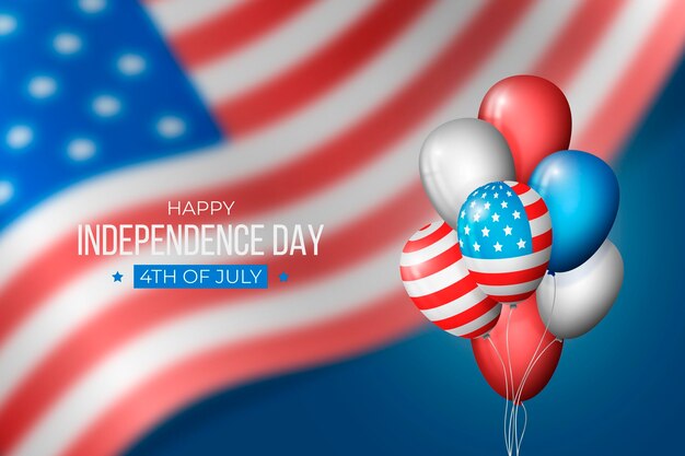 Realistic independence day with balloons