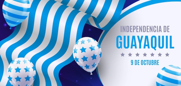 Vettore gratuito banner realistico di indipendencia de guayaquil