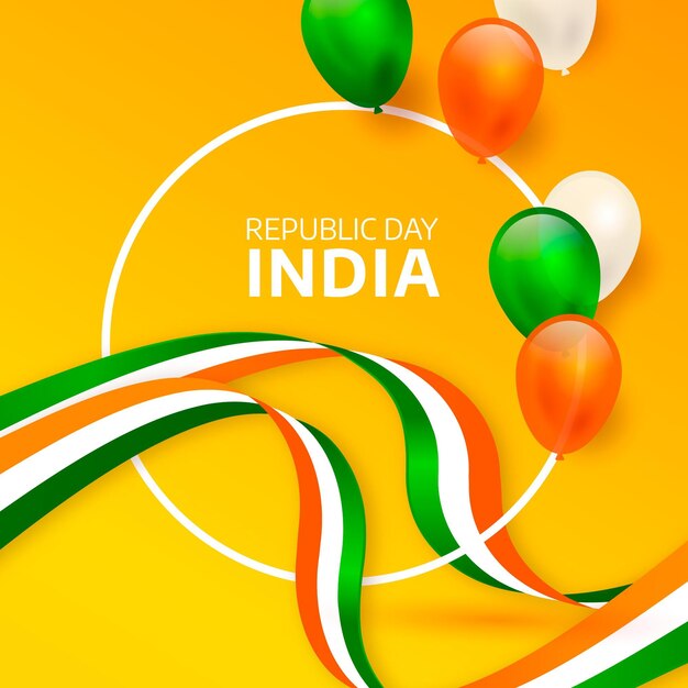 Realistic india republic day with balloons