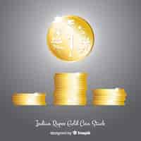 Free vector realistic indian rupee gold coin stack