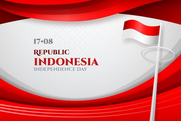 Free vector realistic indonesia independence day background with flag