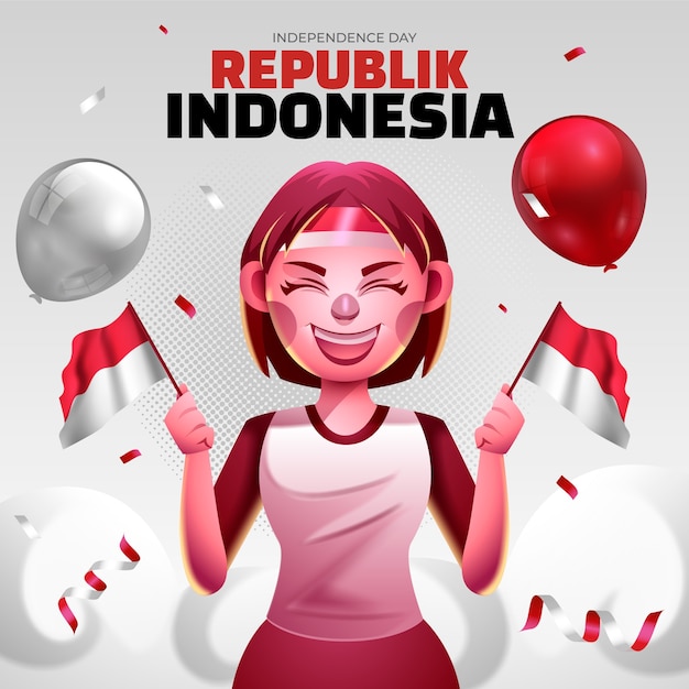 Realistic indonesia independence day illustration