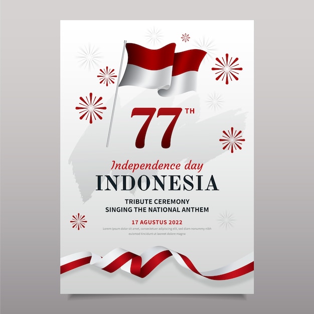 現実的なインドネシア独立記念日縦型ポスターテンプレート