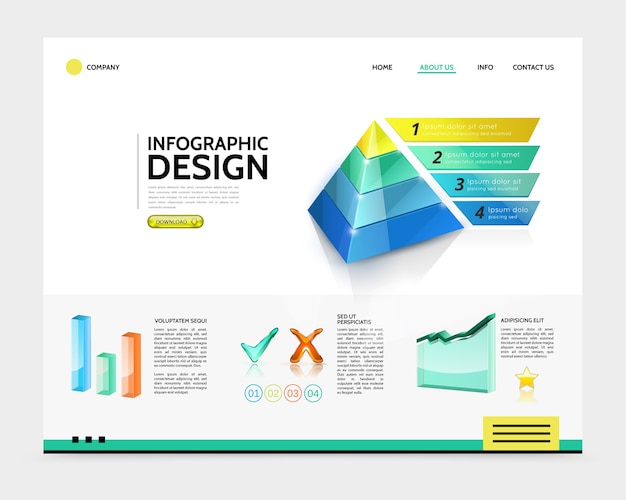 Realistico concetto di pagina di destinazione infografica