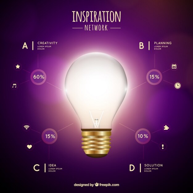 Free Vector realistic infographic with purple background