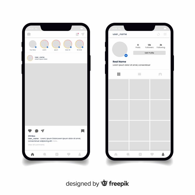 Iphoneテンプレートのリアルなinstagramフォトフレーム 無料のベクター