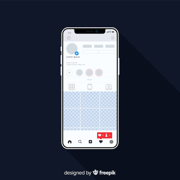 スマートフォンテンプレートのリアルなinstagramフォトフレーム