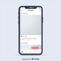 Бесплатное векторное изображение realistic instagram photo frame on smartphone template