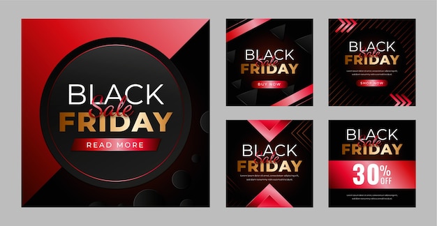 Free vector realistic instagram posts collection for black friday sale