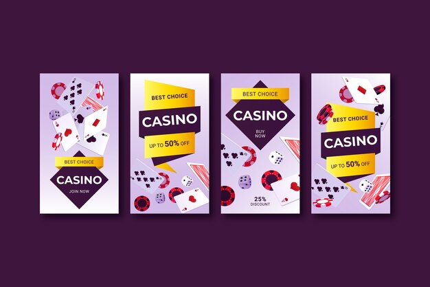 Realistic instagram posts collection for casino gambling