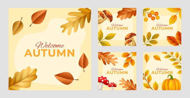 realistic instagram posts collection for fall season celebration