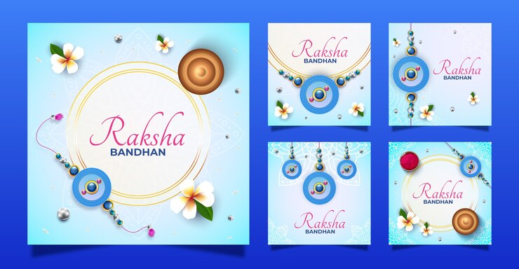 Free Vector realistic instagram posts collection for raksha bandhan celebration