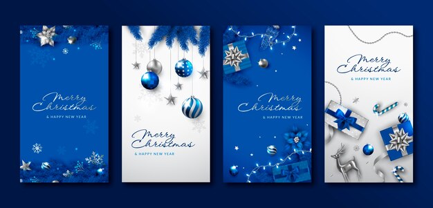 realistic instagram stories collection for christmas season celebration