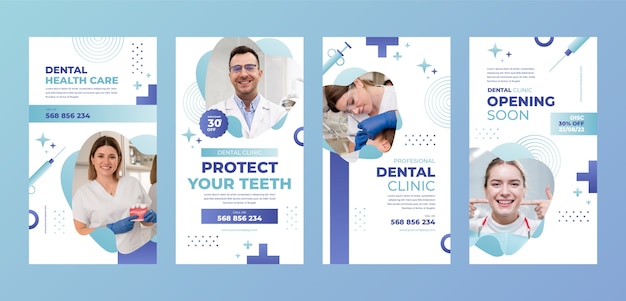 Realistic instagram stories collection for dental clinic business