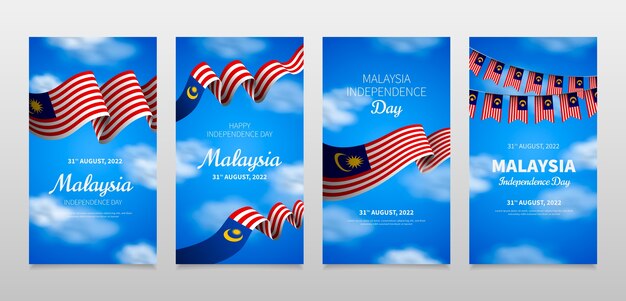 Realistic instagram stories collection for malaysia independence day