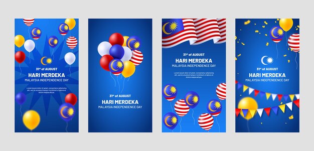 Realistic instagram stories collection for malaysia independence day