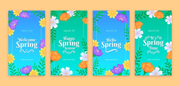 Realistic instagram stories collection for spring celebration