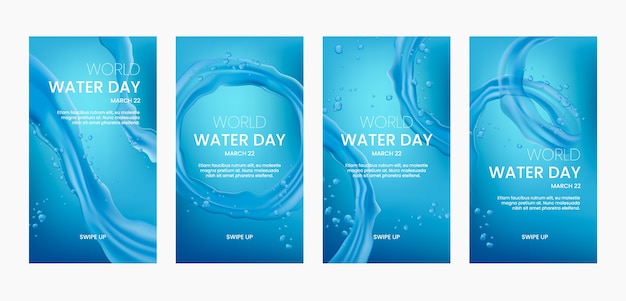 Free vector realistic instagram stories collection for world water day